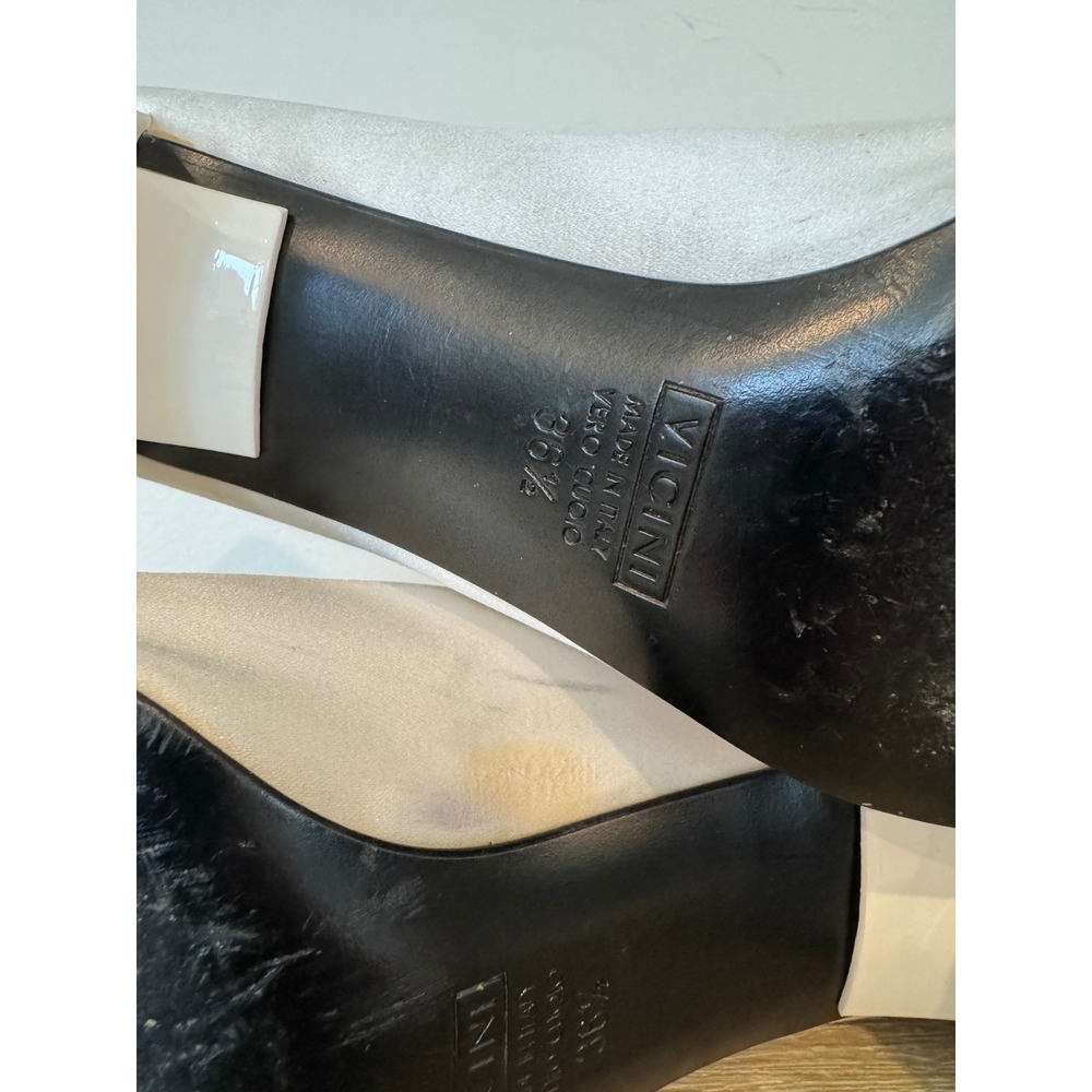 Vintage Giuseppe Zanotti Ivory Satin Square Toe Bow Block Heel Pumps Size 36.5 - Picture 13 of 16